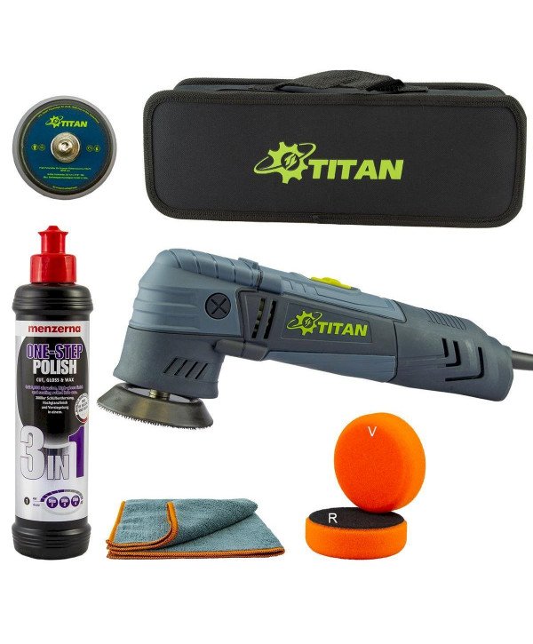 Titan Exzenter Poliermaschine TDA75 im Basis Set (1 x Menzerna Politur + 1 x Polierschwamm)