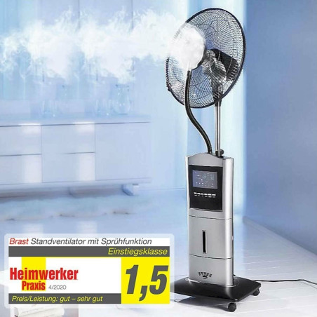 BRAST Standventilator inkl. Sprühnebel, Ionisator, Anti-Mücken