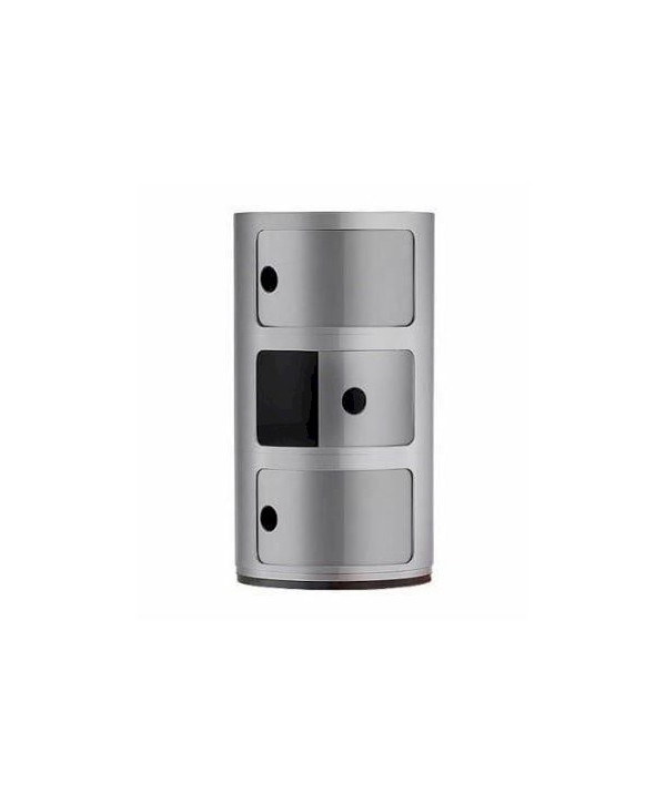 Kartell 4967SI Componibili 3 portes Meuble de rangement Argent