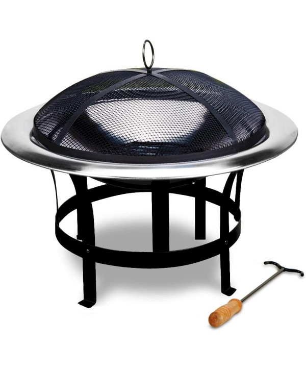 Gardebruk Feuerschale Feuerstelle Feuerkorb Edelstahl Ø75cm Funkenschutz Grill Garten Terrasse