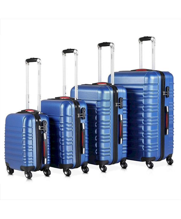 Monzana 4er Koffer Set Baseline blau S, M, L, XL Gelgriffe Zahlenschloss Reisekoffer Trolley Kofferset Rollkoffer