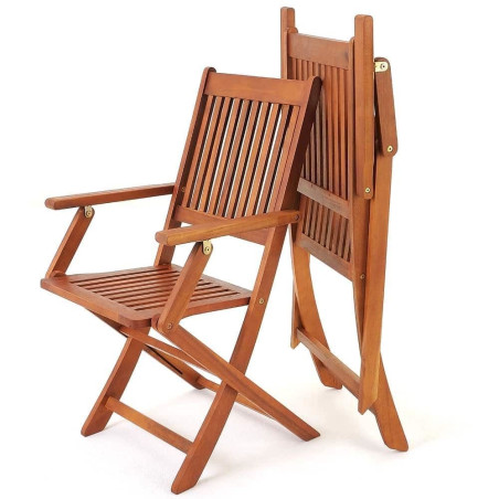 Set de 2 chaises de jardin pliable en bois d'acacia