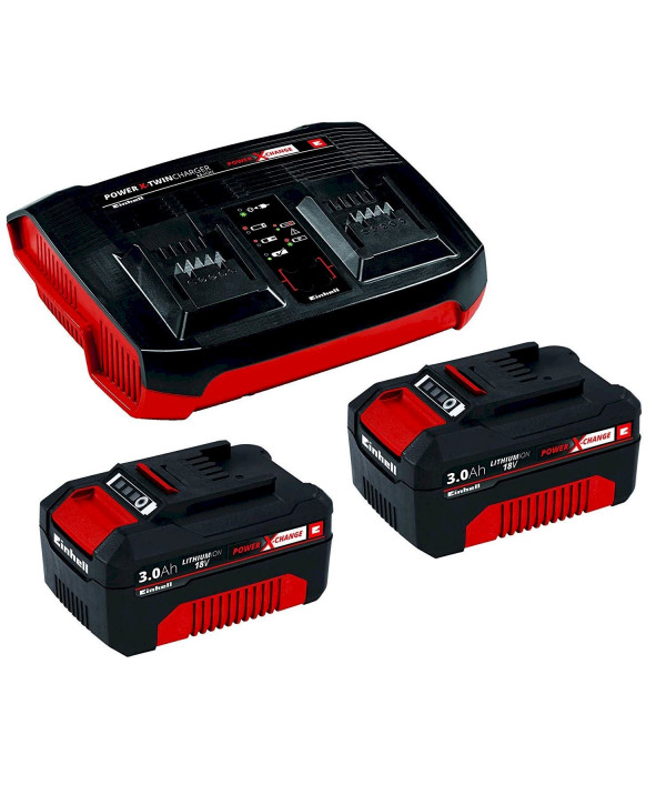 Einhell Twincharger Kit, 2 batterie 18V/3.0Ah + chargeur rapide (4512083)