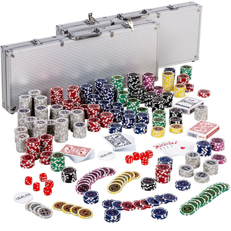 GamesPlanet Alu Pokerkoffer mit 1000 Laserchips + Kartendecks + Würfel