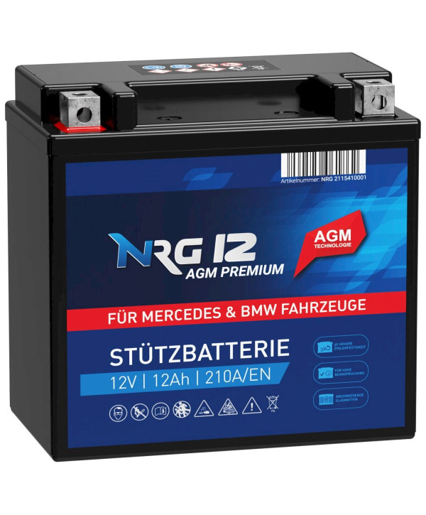 NRG AGM Premium Stützbatterie Mercedes Benz BMW 12Ah 12V