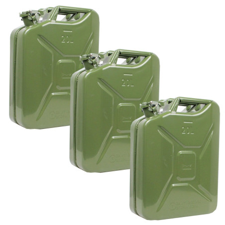 Lot de 3 bidons à Essence en métal 20 l Vert Olive