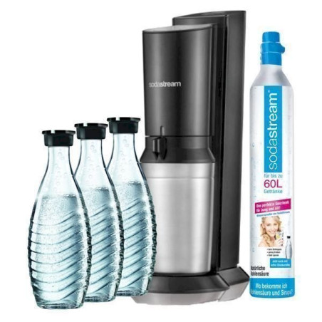 SODASTREAM CRYSTAL 2.0 TITAN WASSERSPRUDLER + 3 GLASKARAFFEN MEGAPACK 