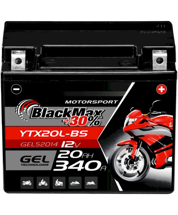 BlackMax Motorradbatterie GEL 12V 20Ah