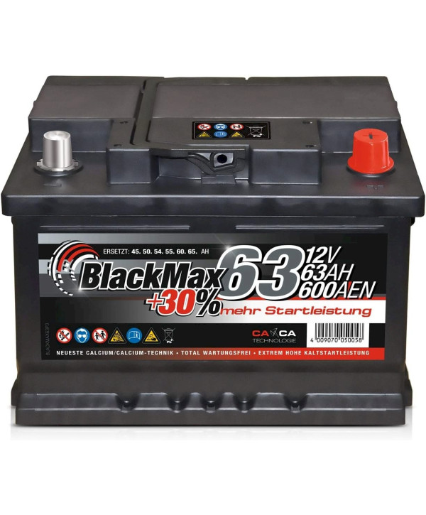 BlackMax +30% 12V 63Ah Autobatterie Starterbatterie