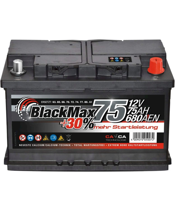 BlackMax Autobatterie 12V 75Ah Starterbatterie