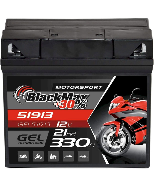 BlackMax +30% Motorradbatterie 12V 21Ah Motorsport