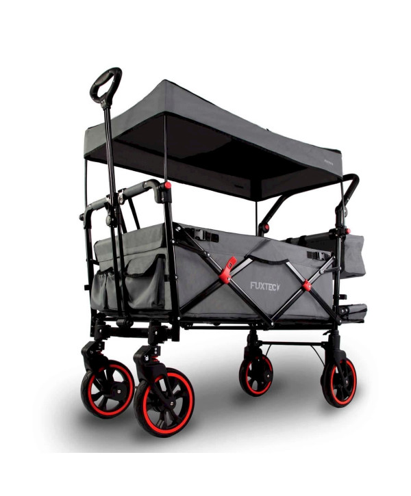 FUXTEC FX-CT850 Premium chariot gris, pliable avec toit anti UV