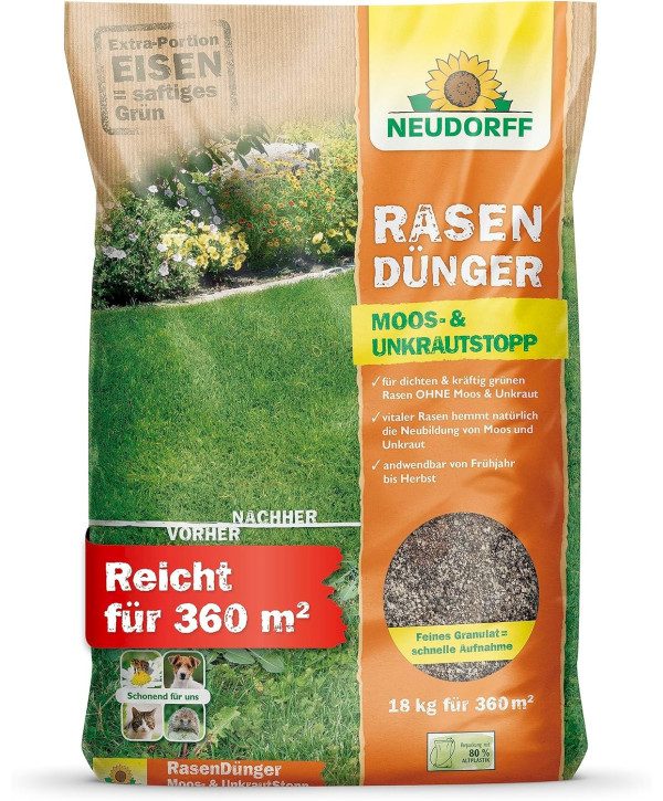 Neudorff Rasendünger Moos- und UnkrautStopp - 18 kg