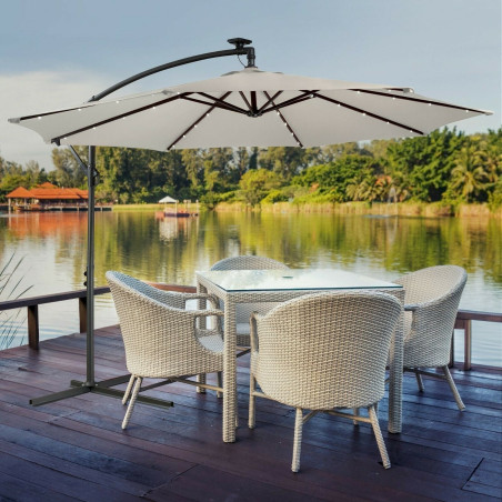 Arebos Parasol de terrasse avec éclairage 40 LED Ø3m crème