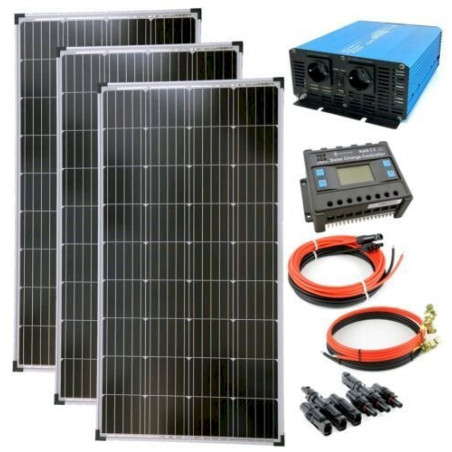 Solartronics Komplettset 3x140 Watt Solarmodul 1500 Watt TS1500 Spannungswandler 30A Laderegler Inselanlage