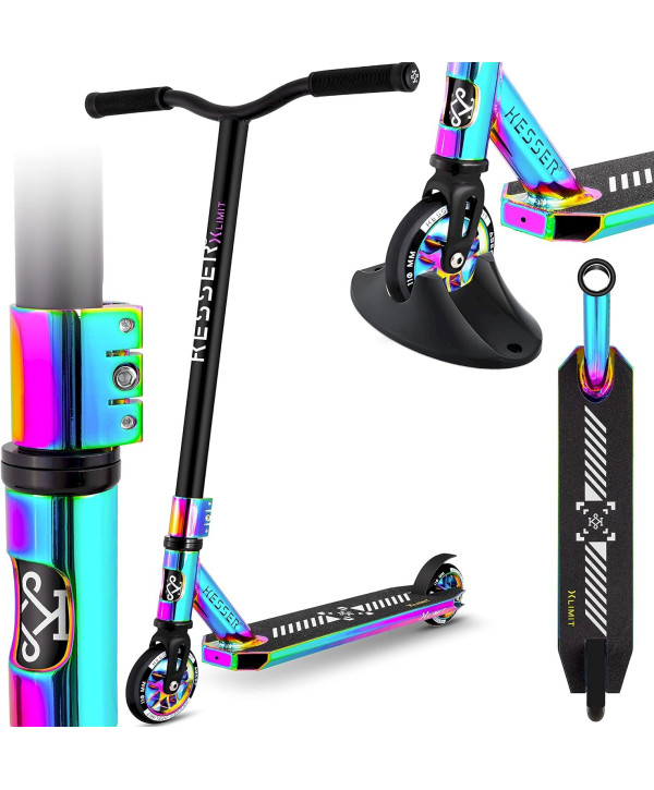 KESSER X-Limit-Pro Stunt Scooter 110mm PU Räder mit Ständer rainbow