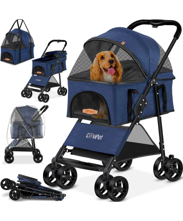 Hundewagen 2in1 faltbar Hundebuggy bis 20Kg blau