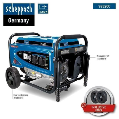 SCHEPPACH SG3200 GROUPE ELEC­TRO­GENE GENERATEUR A ESSENCE 6,5HP 2,8 kW