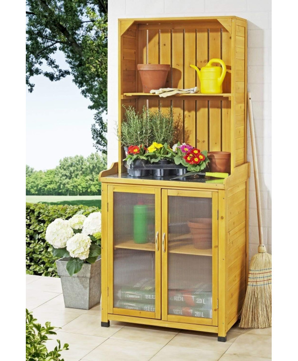 Gartenschrank mit Regalaufsatz 75x52x180cm Gerätehaus Geräteschuppen Gartenhaus Pflanztisch