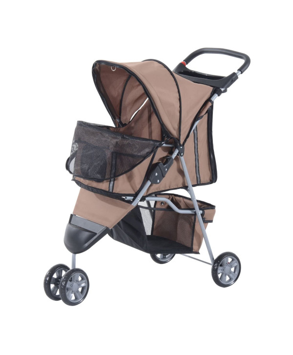 PawHut Poussette buggy pour chien chat animaux marron