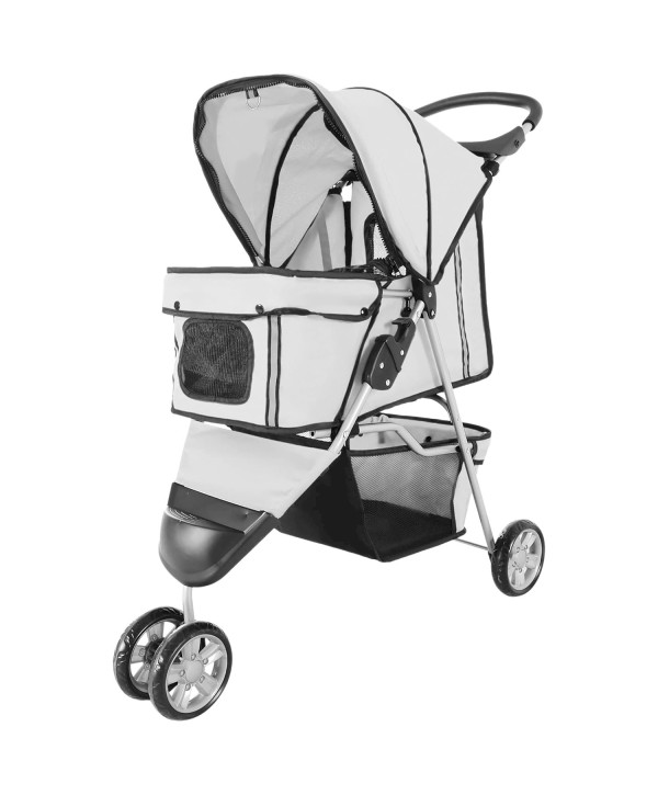 PawHut Poussette buggy pour chien chat animaux Gris