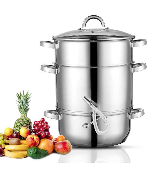 Extracteur de Jus à Vapeur Cuiseur-Vapeur Centrifugeuse à Induction en Acier Inoxydable Presse-fruits 17 L