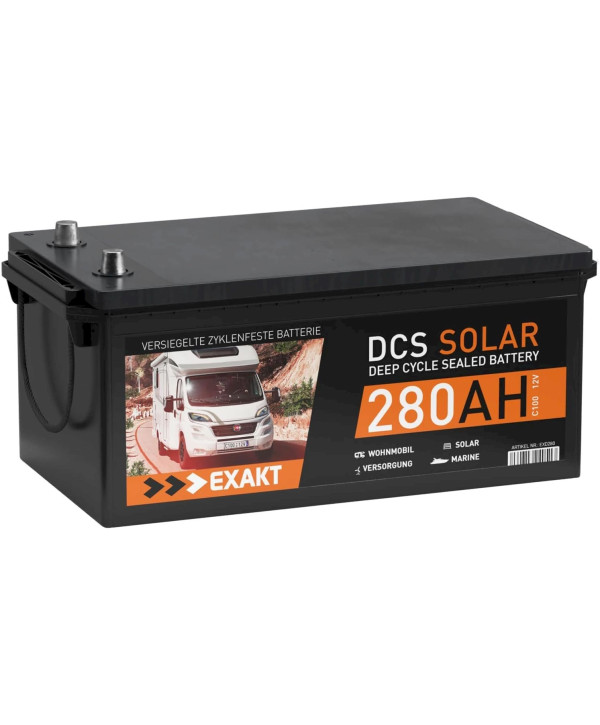 EXAKT Solarbatterie 280Ah 12V DCS Wohnmobil Batterie statt 230A Boot Versorgung