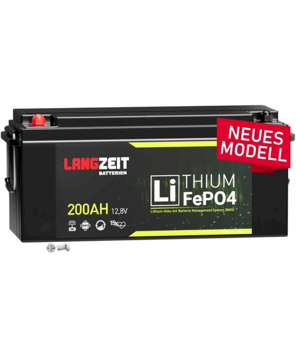 LANGZEIT LiFePO4 Solarbatterie 200Ah 12V Lithium Batterie Wohnmobil Solar Boot