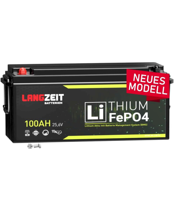 Langzeit LiFePO4 Solarbatterie 100Ah 24V Lithium Batterie Wohnmobil Solar Boot Akku BMS