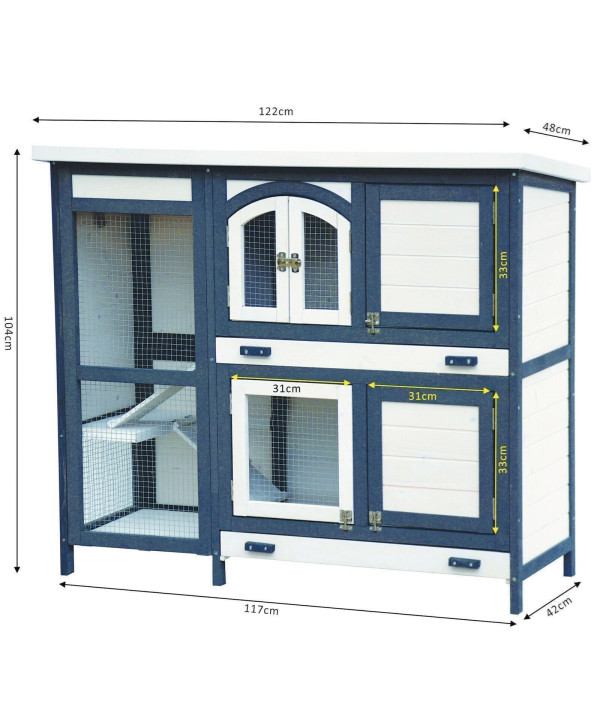 Grand clapier Blanc/gris 122 x 48 x 103,5 cm