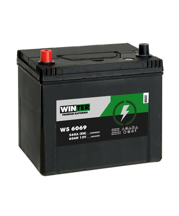 Winter Asia Autobatterie 12V 60AH Starterbatterie Plus Pol Links 560A/EN