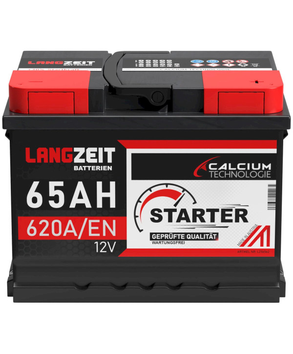 LANGZEIT Autobatterie 12V 65Ah Starter Batterie