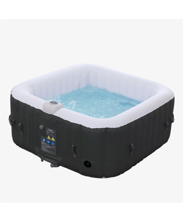 Arebos Florence auf­blas­ba­rer Whirlpool In-Outdoor - 4 Personen - 154 x 154 cm Spa Pool