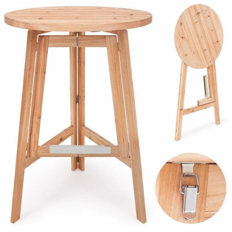 Deuba Table haute table bar massive Ø 78 cm en bois - Pliable