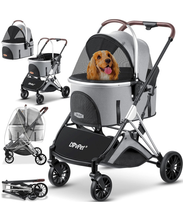 Hundewagen 3in1 faltbar Hundebuggy bis 20Kg grau