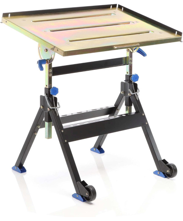 Table de soudage pliante jusqu’à 150kg Établi à roulettes réglable en hauteur