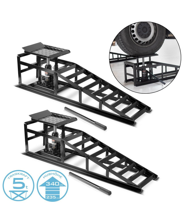 STAHLWERK GTH-14 ST Hydraulische Auffahrrampe 2er Set mit 5 Tonnen Tragkraft