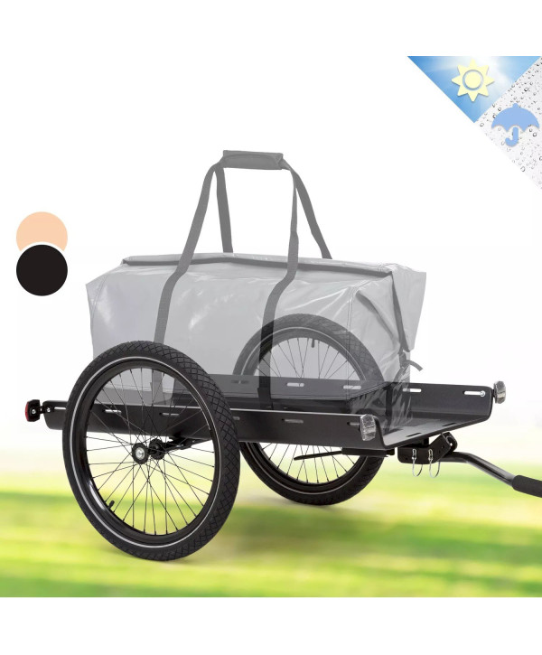 Klarfit Lastenanhänger 40kg Fahrradanhänger Handwagen 16" Multiplexschale schwarz 70x50x150cm