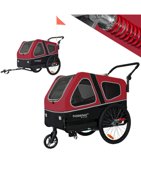 DOGGYHUT S-Line XXL Fahrradanhänger & Hundebuggy 2 in 1 rot