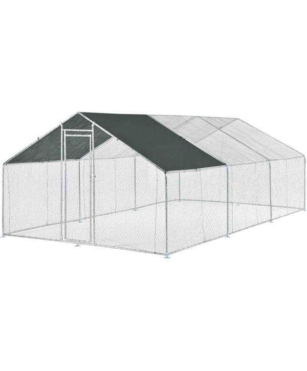 Enclos pour animaux 3x6x2m avec auvent solaire et porte 170x62cm