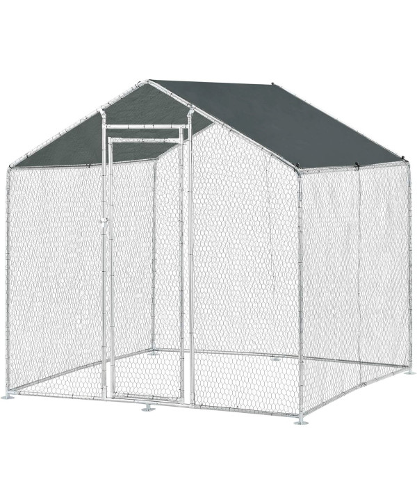 Enclos pour animaux 2x2x2m avec auvent solaire et porte 170x62cm