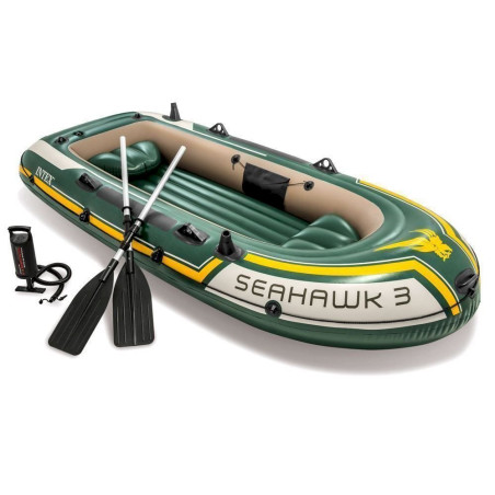 INTEX 68380NP Seahawk 3 Set Schlauchboot + Paddel + Pumpe Angelboot Ruderboot 3 Personen