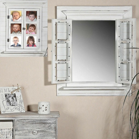 Miroir Fenêtre Décor Shabby blanc