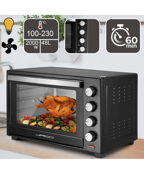 Jago Mini Four Electrique avec Convection 48L 2000W Mini Four Chaleur Tournante