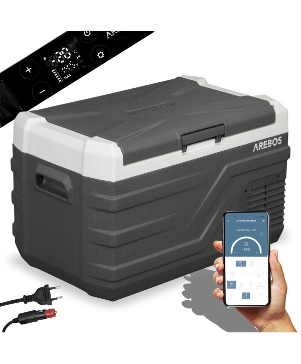 AREBOS Kompressor Kühlbox 26L elektrisch Auto Kühlschrank APP Gefrierbox Camping