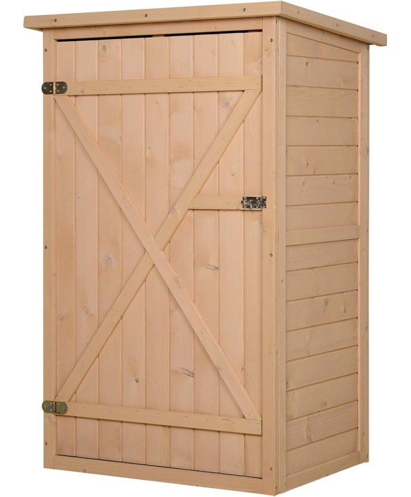 Abri de jardin avec étagères 75x56x115cm - Armoire Remise pour Outils bois naturel