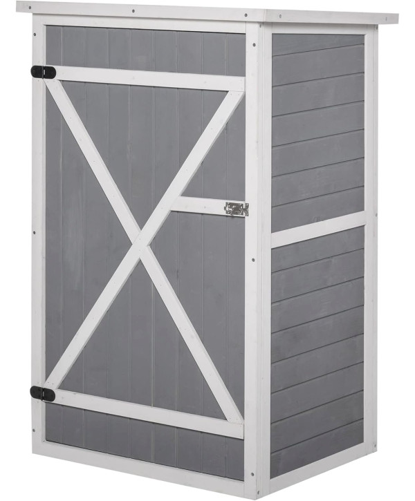 Abri de jardin avec étagères 75x56x115cm - Armoire Remise pour Outils bois gris/blanc