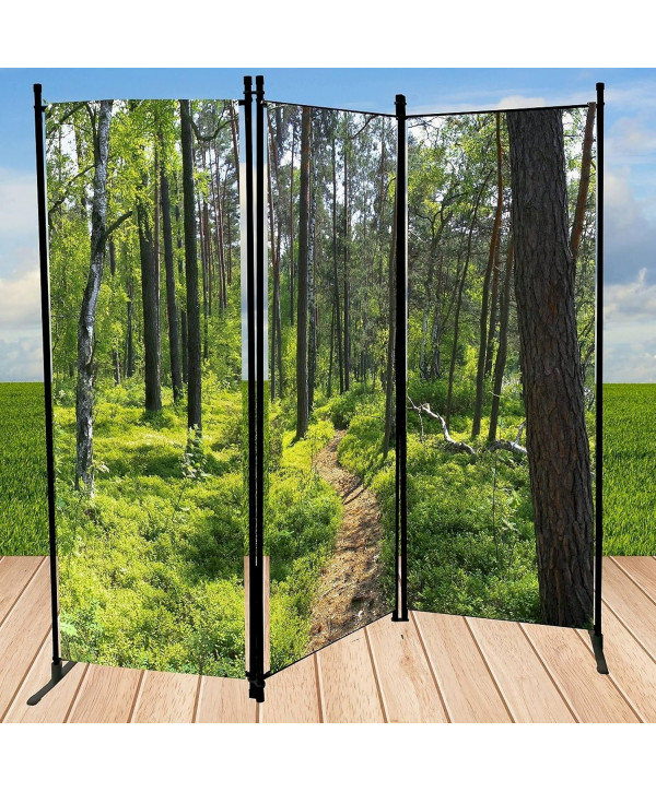 Paravent Wald 165x170 cm Raumteiler Trennwand Seitenmarkise Spanische Wand Sichtschutz