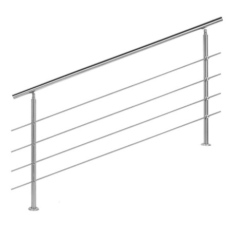 WilTec 60118 Rampe escalier Acier affiné V2A 4 Tiges 180cm Rambarde Main Courante Balustrade