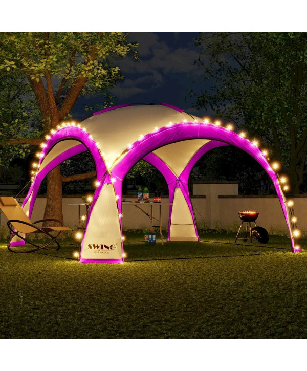 Swing&Harmonie LED - Event Pavillon 3,60 x 3,60 m Pink Garten Pavillion inkl. Solarmodul